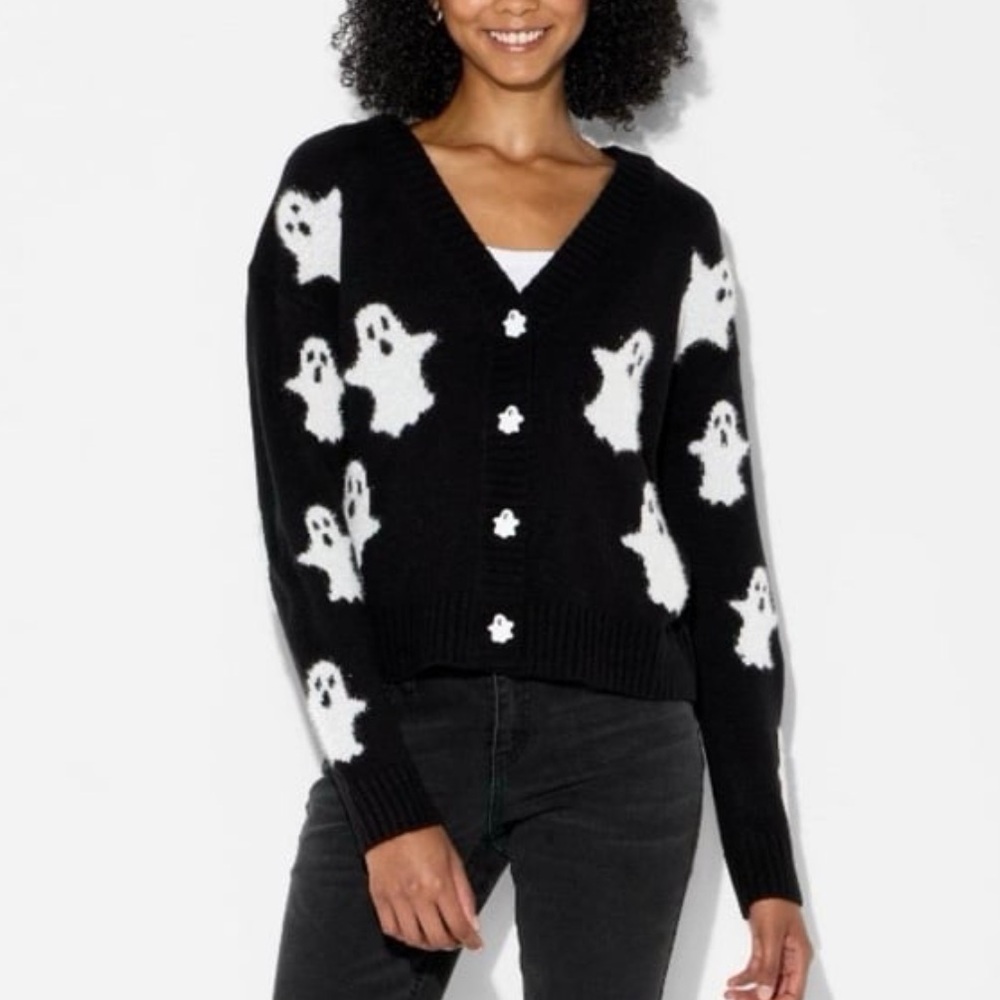 Target Women's Ghost Graphic Cardigan in black